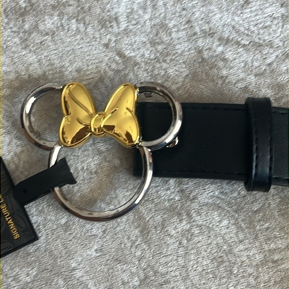 Brand New Disney Buckle-Down Signature Logo Black Belt Metal Gold Silver Minnie main image 12